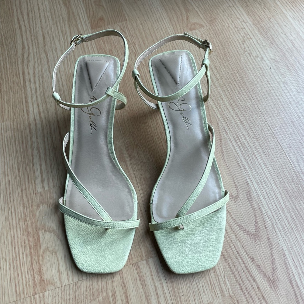 Pistachio/mint green kitten heel strappy sandals
